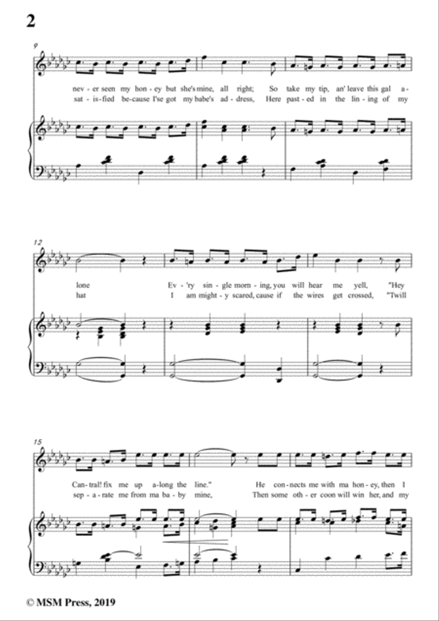 Howard-Hello! Ma Baby,in G flat Major,for Voice&Piano Voice scores gallery preview page 4