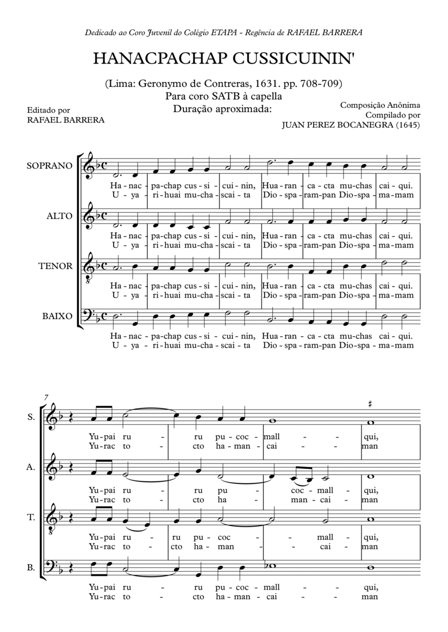 HANACPACHAP CUSSICUININ 4-Part scores gallery preview page 1