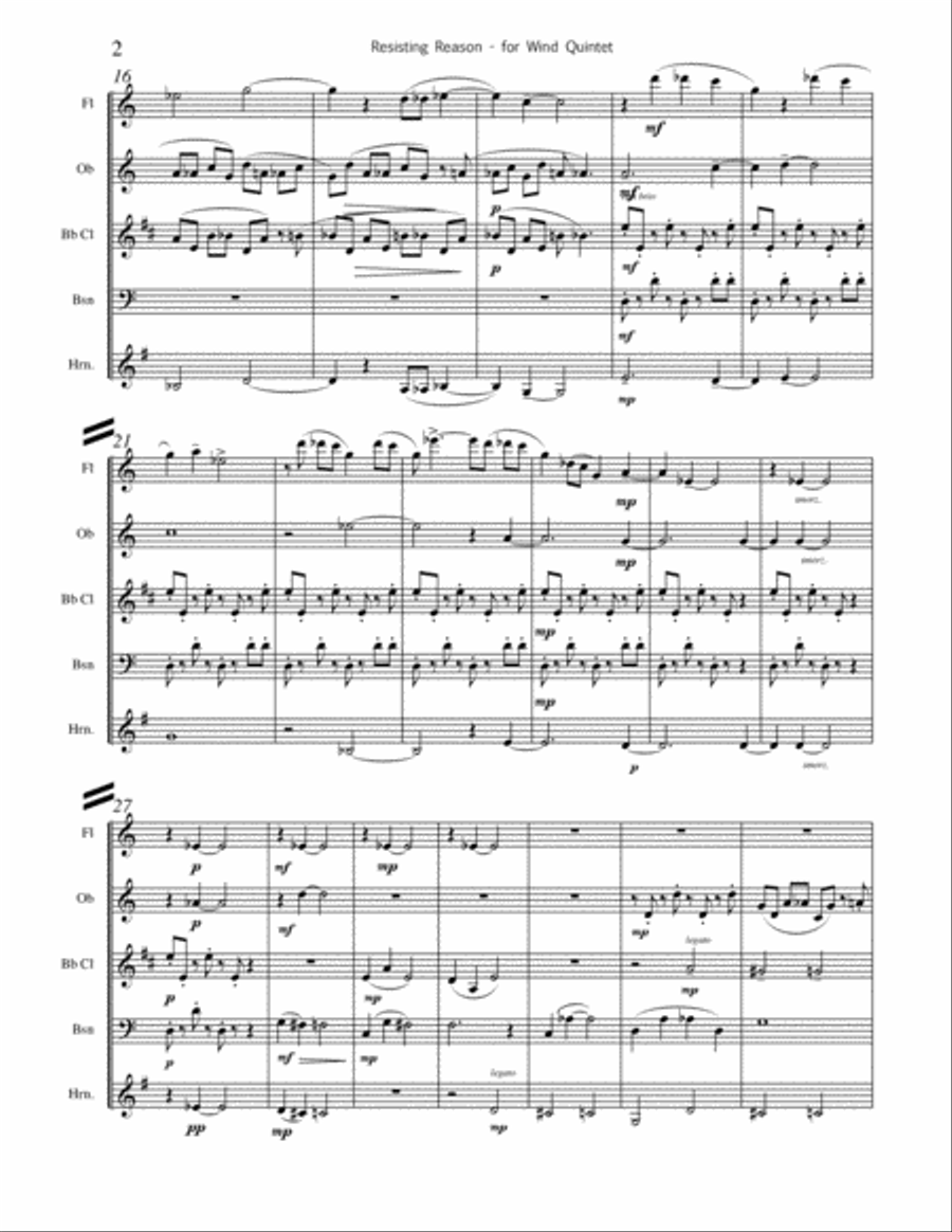 Resisting Reason – for wind quintet Small Ensemble scores gallery preview page 3