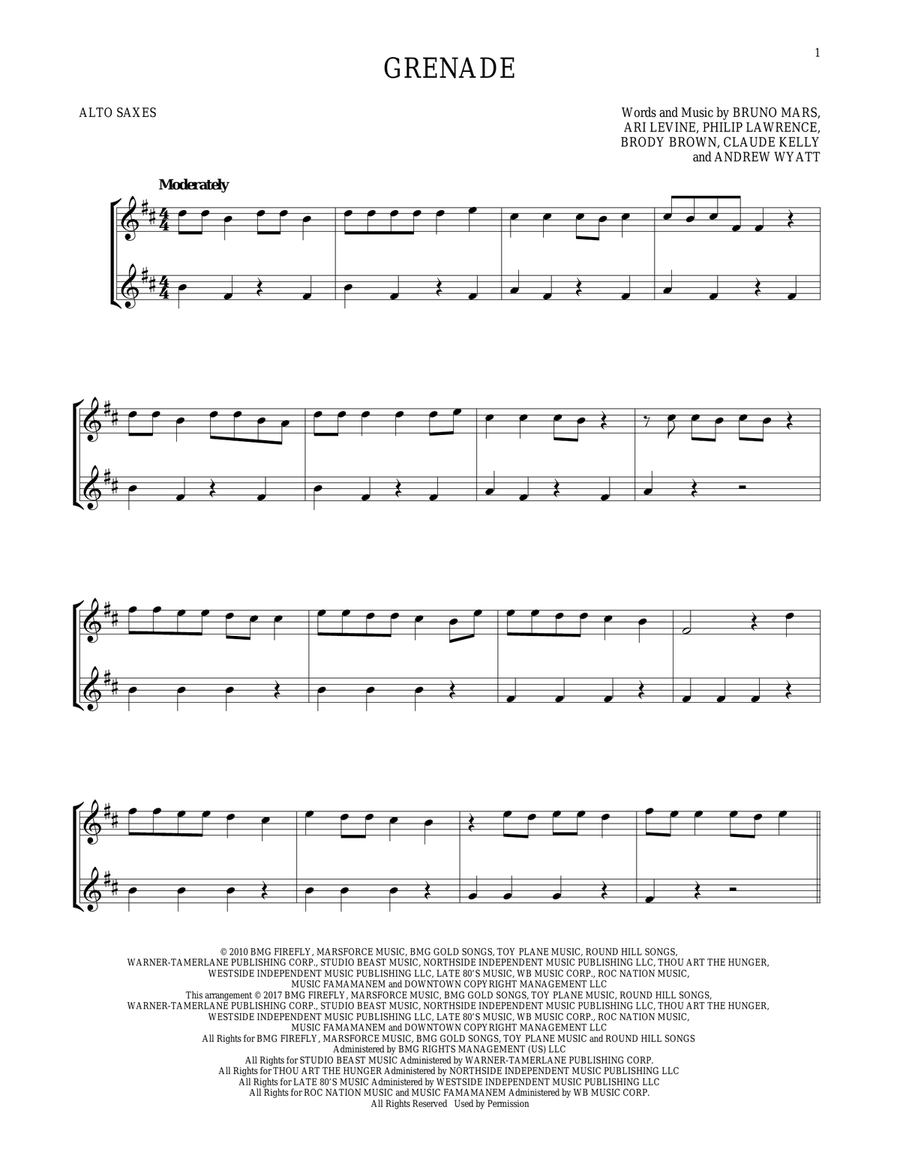 Grenade Woodwind Duet scores gallery preview page 1