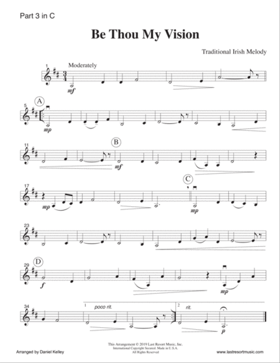 Be Thou My Vision for String Quartet (or Mixed Quartet) Music for Four Large Ensemble scores gallery preview page 5