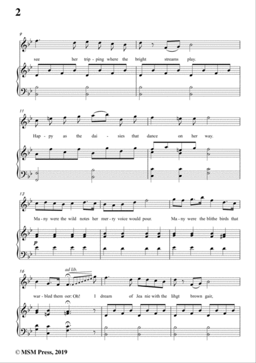 Stephen Collins Foster-Jeanie with the Light Brown Hair,in B flat Major,for Voice&Pno Voice scores gallery preview page 4