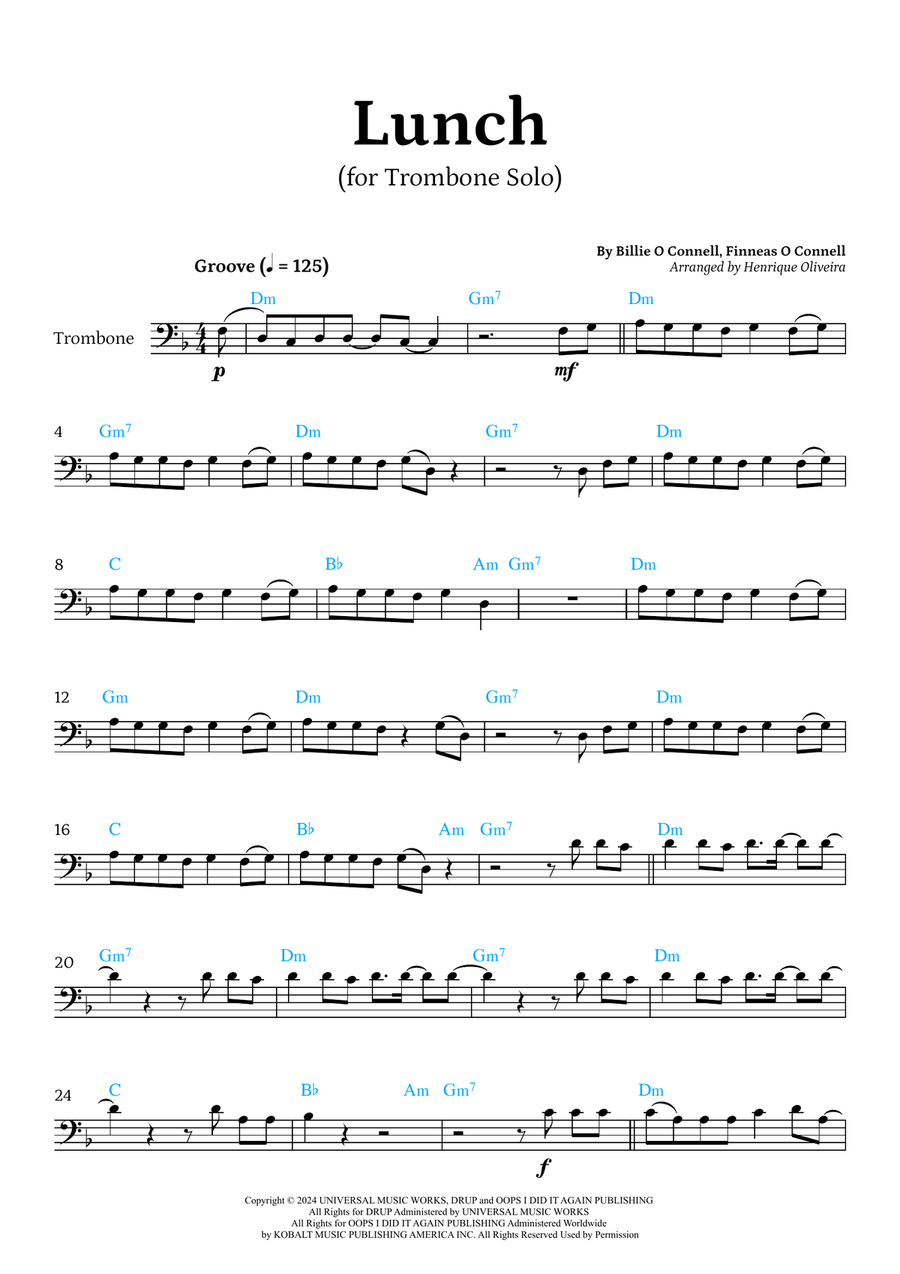 Lunch Trombone Solo scores gallery preview page 1