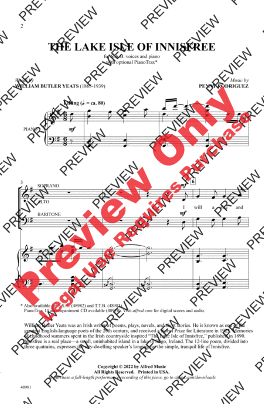 The Lake Isle of Innisfree 3-Part scores gallery preview page 2