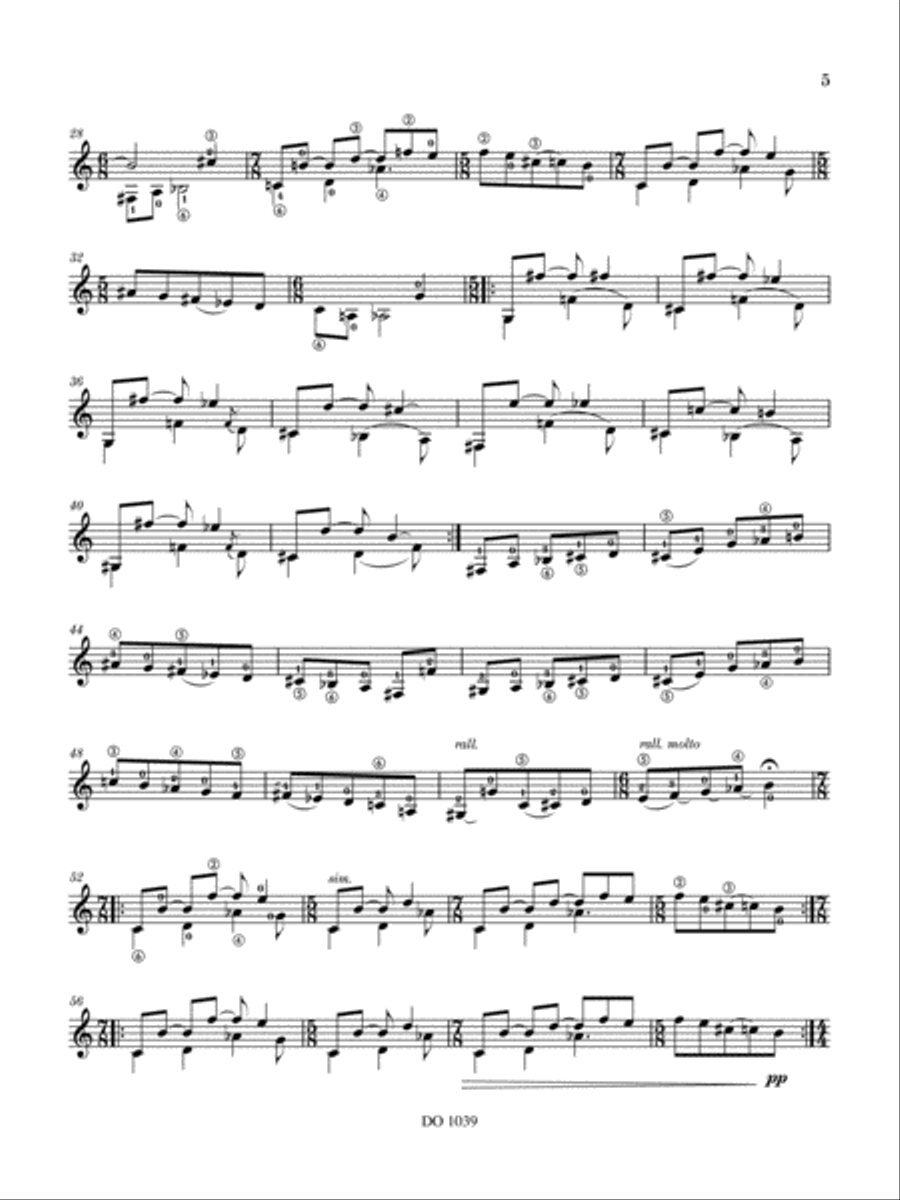 Cinq nuances modales Classical Guitar scores gallery preview page 5