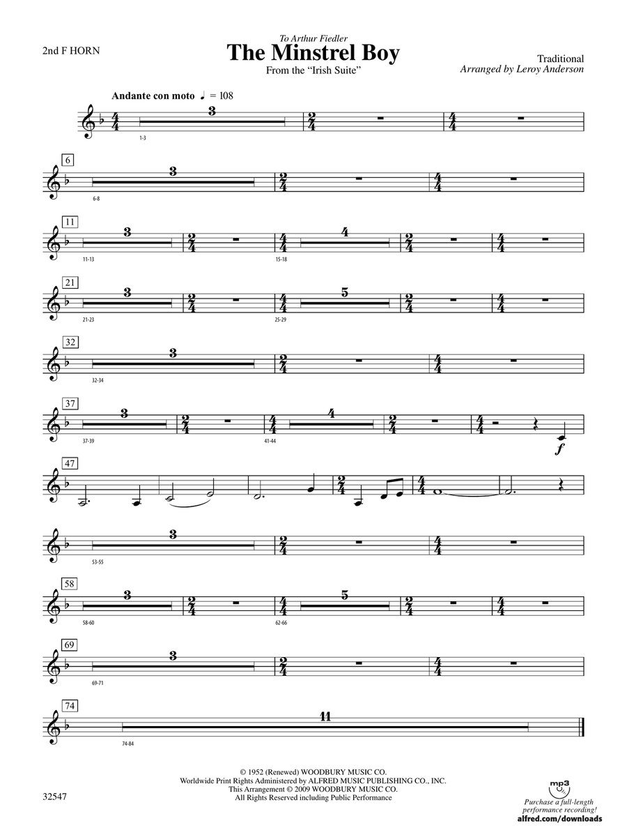 The Minstrel Boy (from the Irish Suite): 2nd F Horn