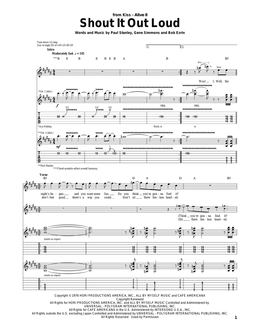 Shout It Out Loud Acoustic Guitar scores gallery preview page 1