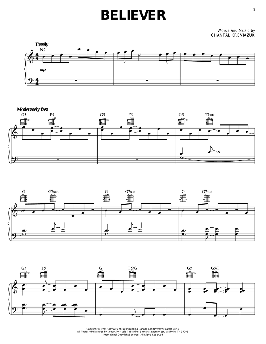 Believer Acoustic Guitar scores gallery preview page 1