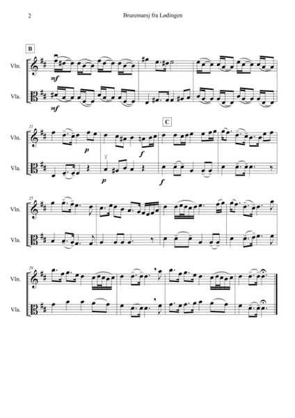 Three Norwegian Wedding Tunes for String Duet (violin and viola) image number null