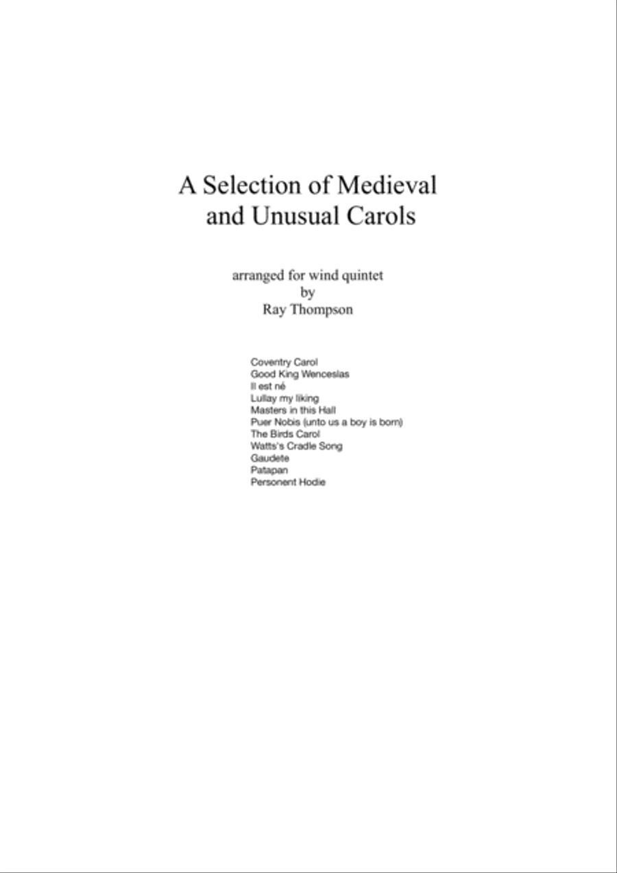 Book cover for A Selection of Medieval and Unusual Carols for Wind Quintet