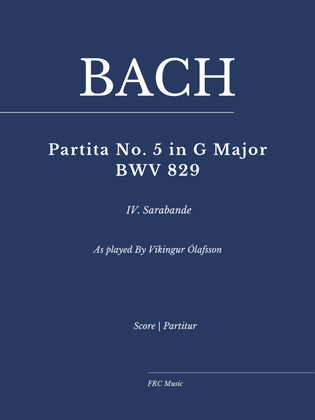 Book cover for Partita No. 5 in G major, BWV 829: IV. Sarabande - As played By Víkingur Ólafsson