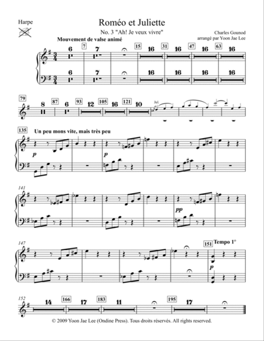 Gounod (arr. Lee): Roméo et Juliette 'Ah! Je veux vivre' in G Major, Set of Parts String Orchestra scores gallery preview page 3