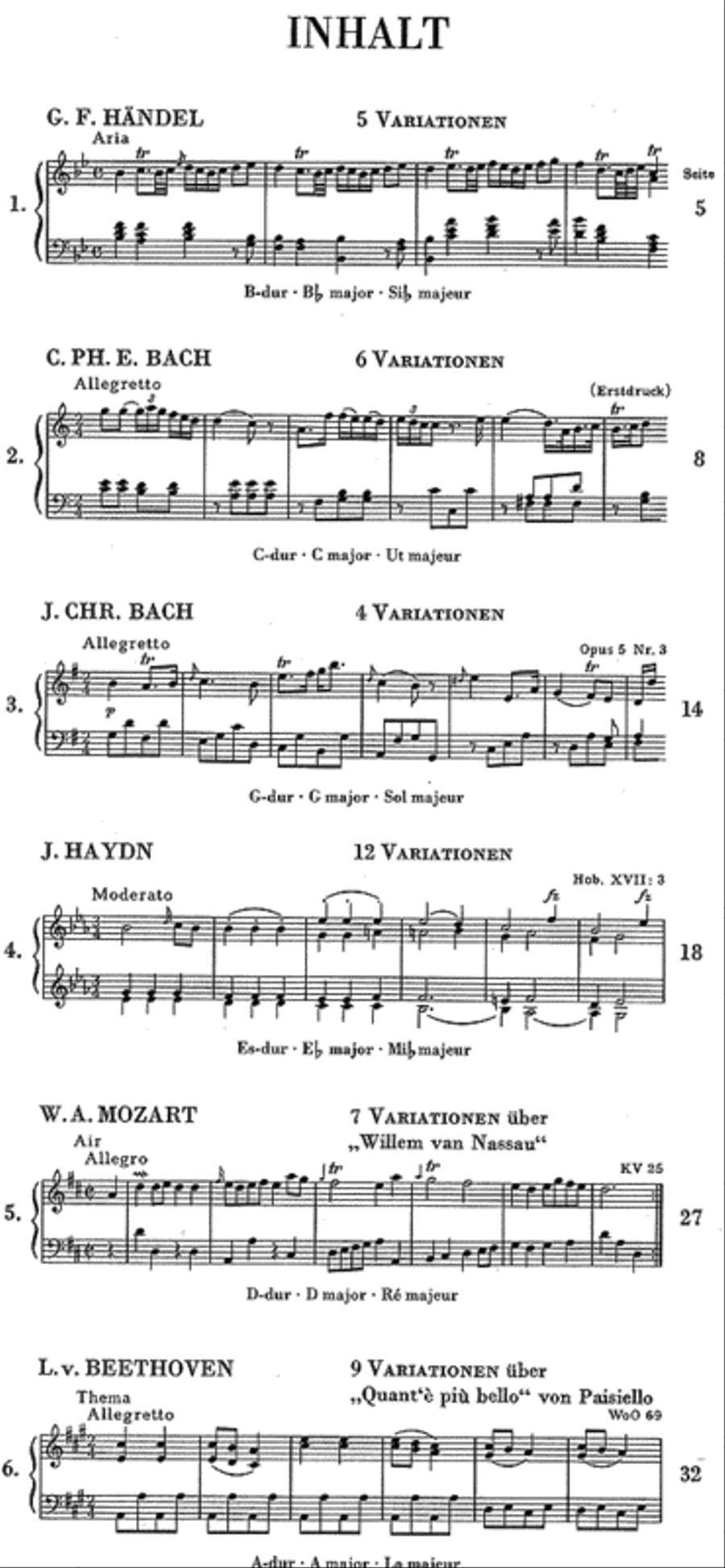 Easy Piano Variations from the Baroque and Classical Periods Easy Piano scores gallery preview page 2