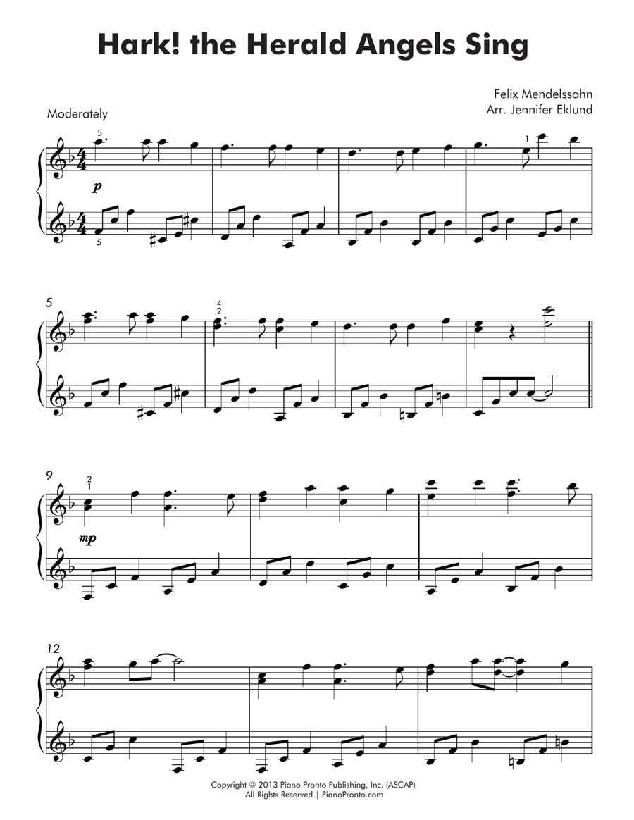 Hark! the Herald Angels Sing (Intermediate Piano) Piano Solo scores gallery preview page 2