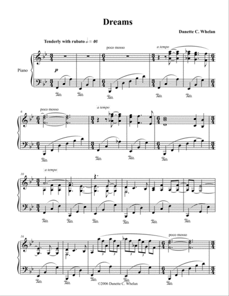 Dreams Piano Solo scores gallery preview page 1
