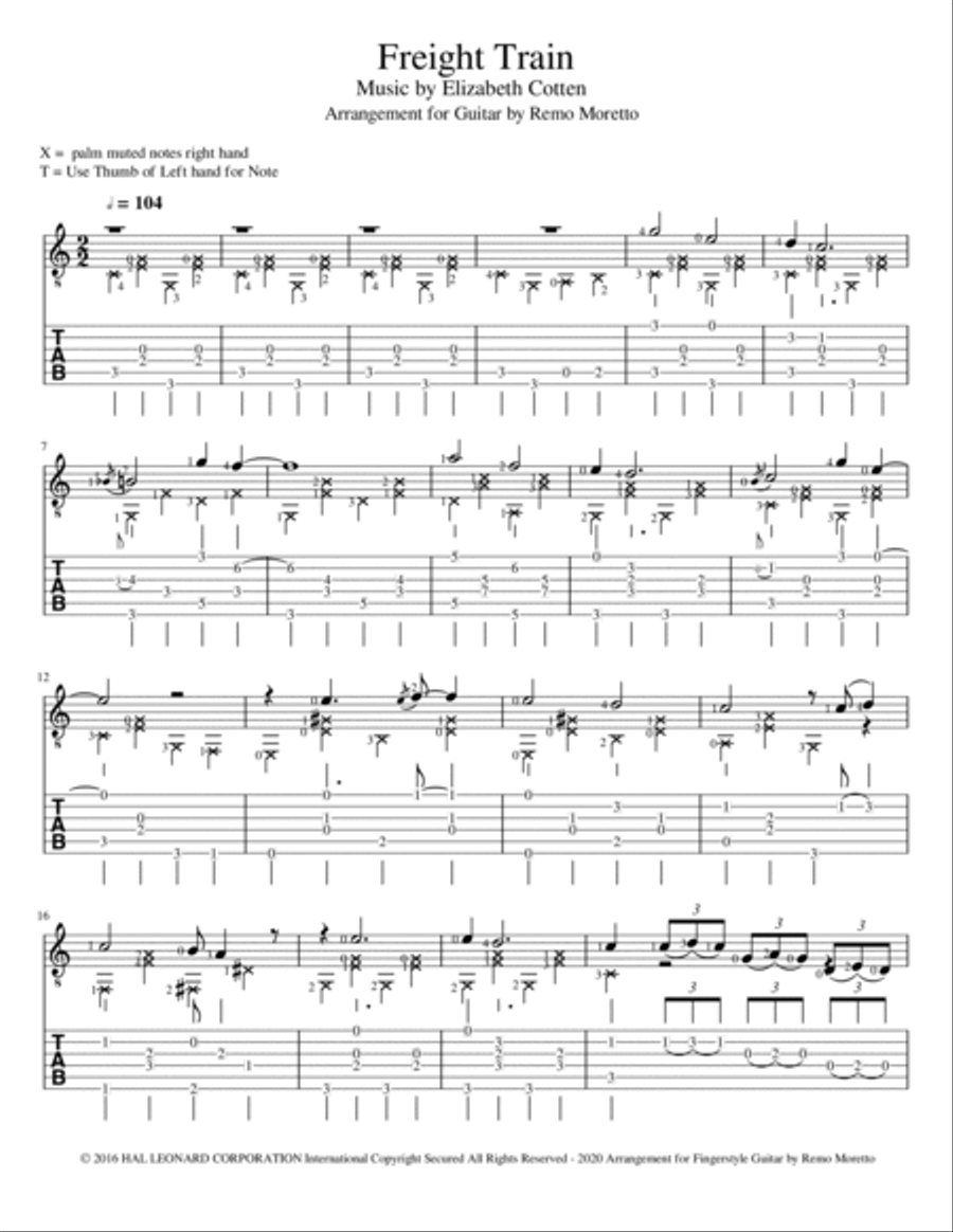 Freight Train Guitar Tablature scores gallery preview page 2