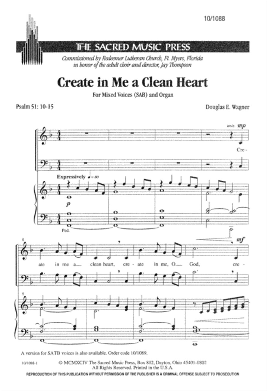 Create in Me a Clean Heart 3-Part scores gallery preview page 1