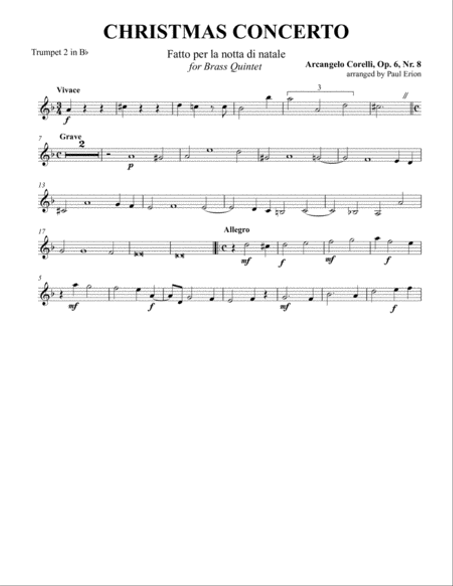 Christmas Concerto Op. 6, No. 8 for Brass Quintet Brass Quintet scores gallery preview page 8