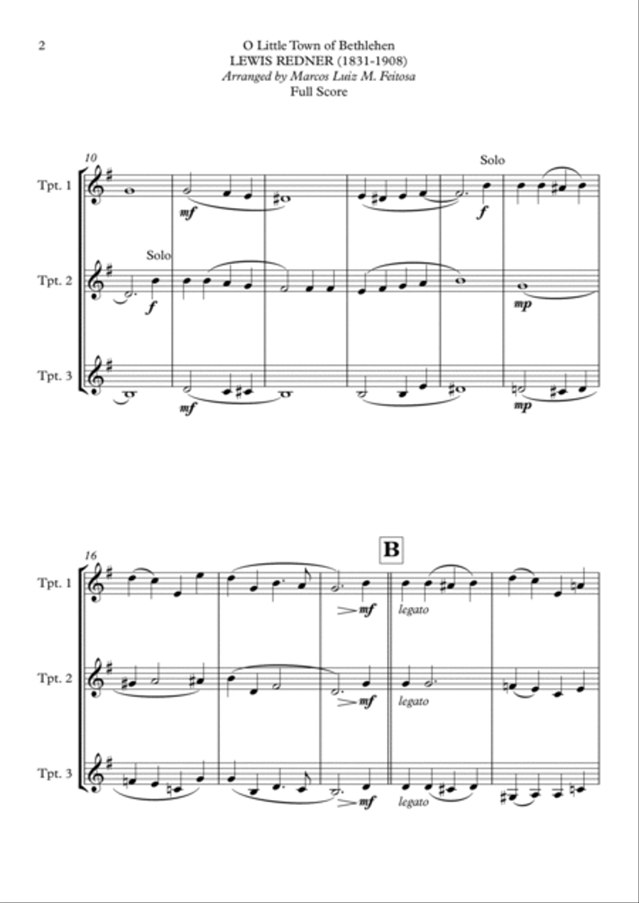 O Little Town of Bethlehem - Trumpet Trio Trumpet Trio scores gallery preview page 4
