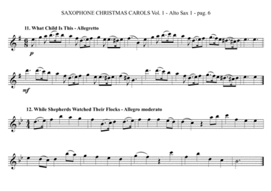 SAXOPHONE CHRISTMAS CAROLS vol. 1 - 12 English Carols for Sax Quartet (SATB or AATB) Saxophone Quartet scores gallery preview page 6