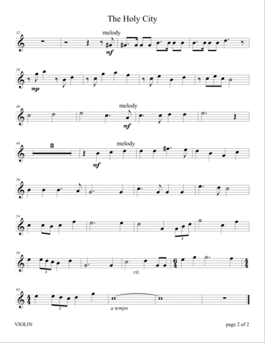 The Holy City (for VIOLIN and CELLO Duet with PIANO Accompaniment) Piano Trio scores gallery preview page 4