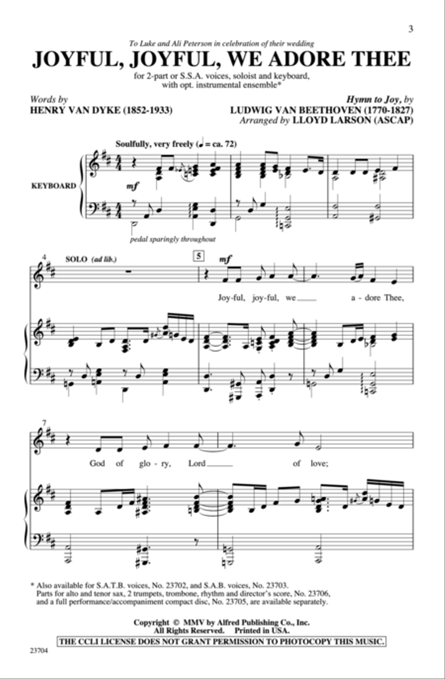 Joyful, Joyful, We Adore Thee 2-Part scores gallery preview page 2