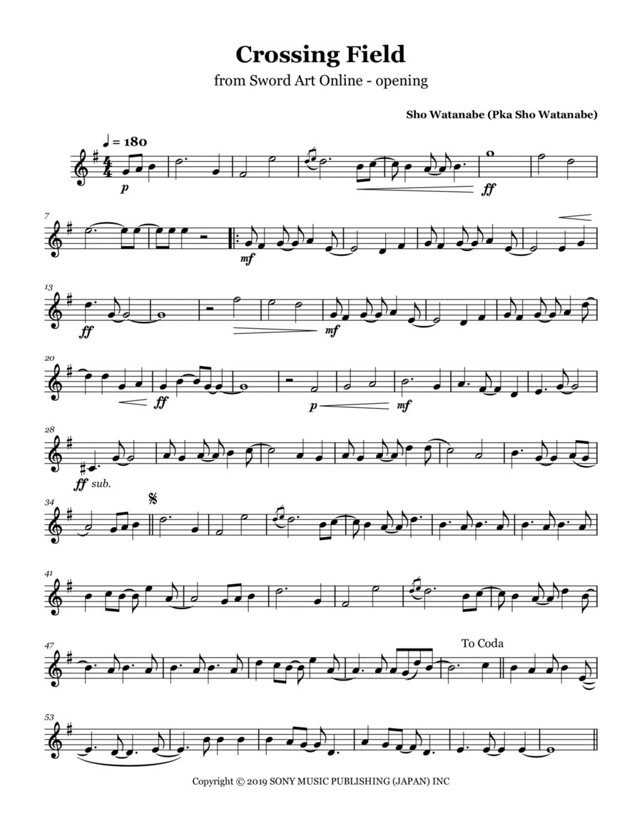 Crossing Field B-Flat Clarinet scores gallery preview page 1