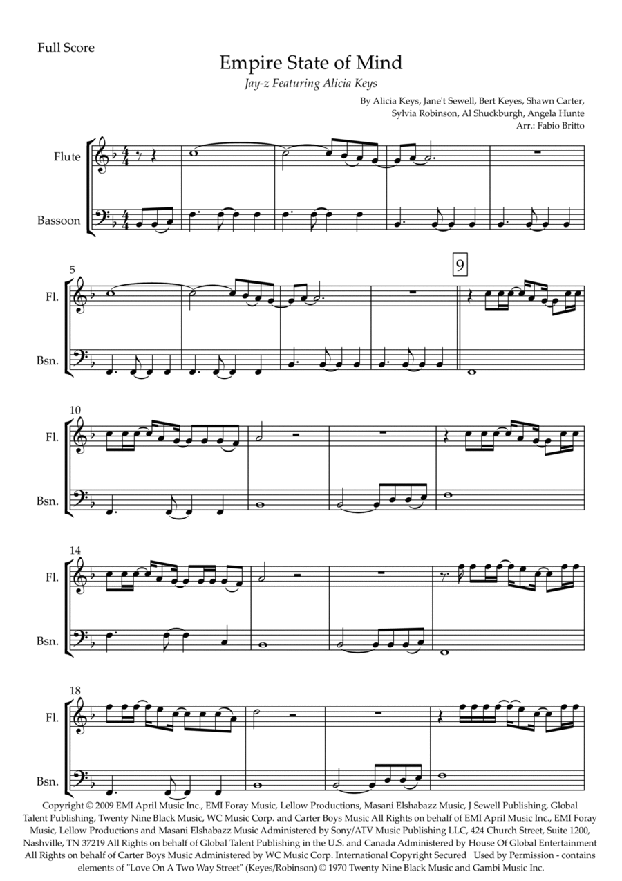 Empire State Of Mind Woodwind Duet scores gallery preview page 1