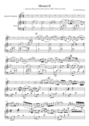 Book cover for Menuet II from Cello suite No.1 (soprano sax & piano)