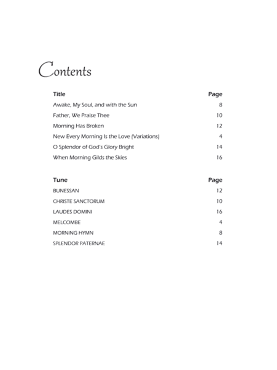 New Every Morning: Six Settings of Morning Hymns for Organ Organ Solo scores gallery preview page 2