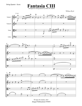 Byrd: Fantasia CIII for String Quartet - Score Only