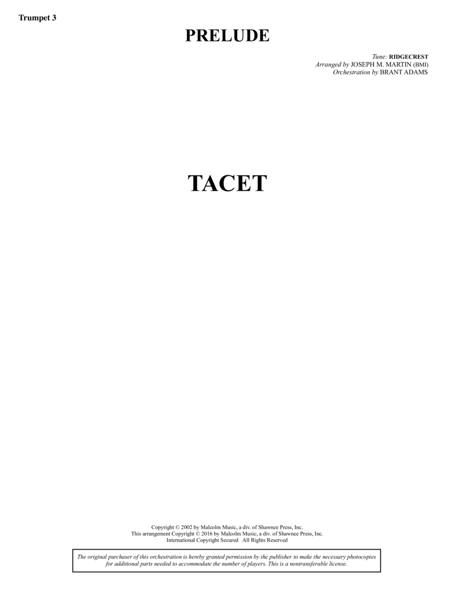Sacred Places - Bb Trumpet 3 Choir scores gallery preview page 1