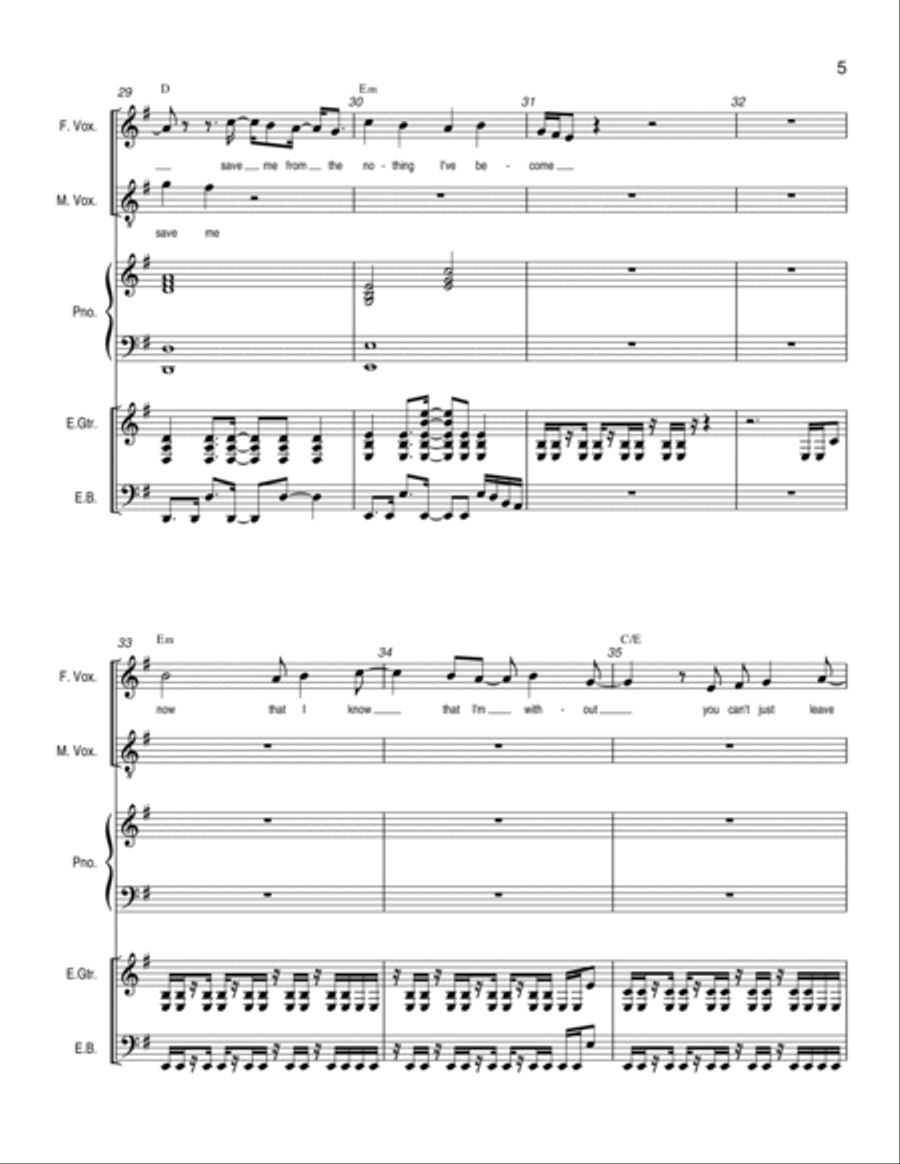 Bring Me To Life Bring Me To Life Bass Voice scores gallery preview page 5