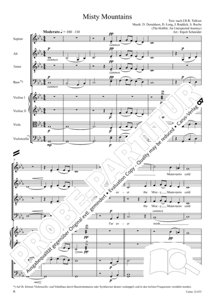 The Hobbit. Three Arrangements for youth choir (SATB) by Enjott Schneider