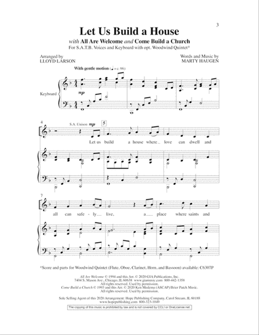 Let Us Build A House (All Are Welcome) Choir scores gallery preview page 3