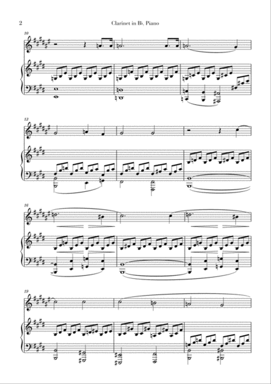 Moonlight Sonata for Clarinet in Bb and Piano B-Flat Clarinet scores gallery preview page 2