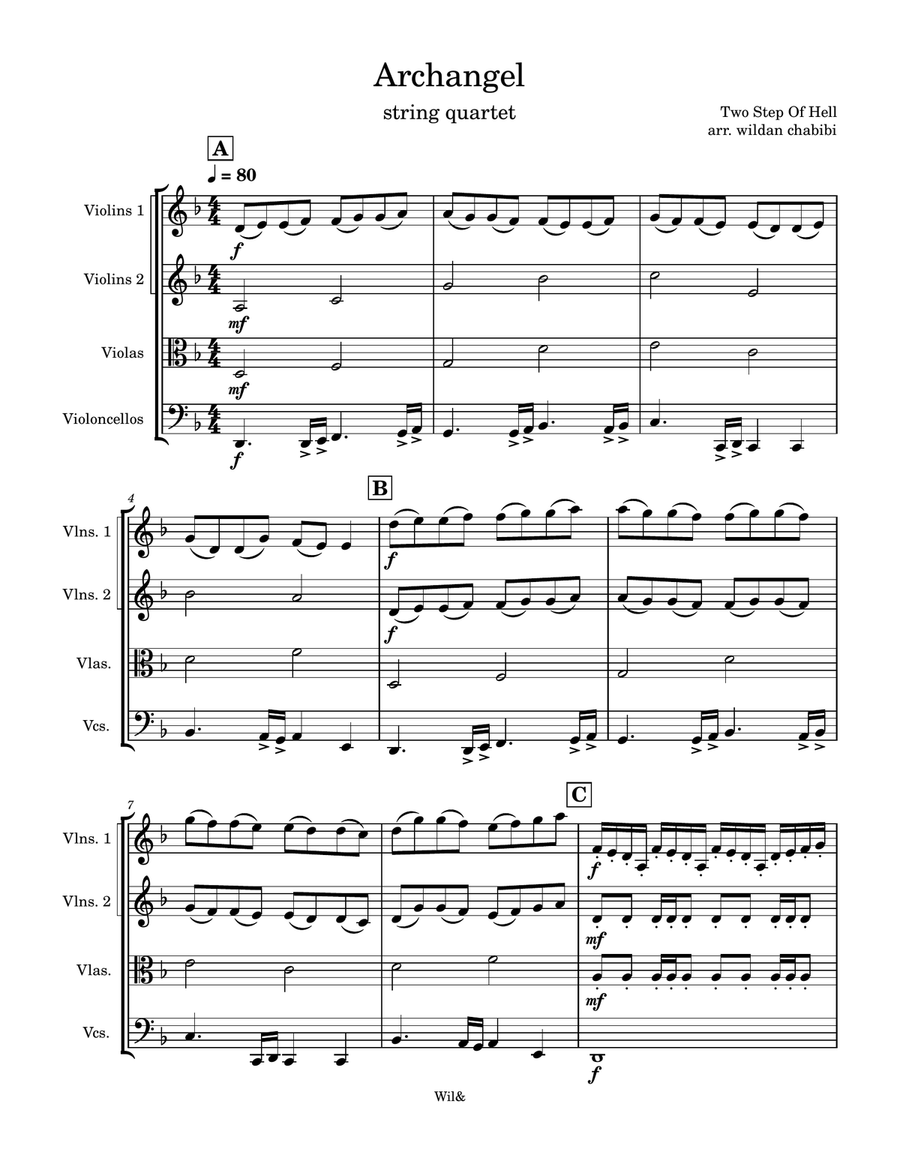 Archangel - Trailer String Quartet scores gallery preview page 1