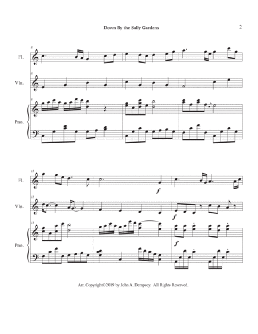 Down By the Sally Gardens (Trio for Flute, Violin and Piano) Flute scores gallery preview page 6
