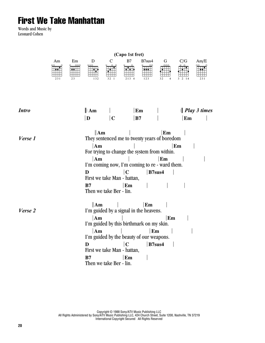 First We Take Manhattan Acoustic Guitar scores gallery preview page 1