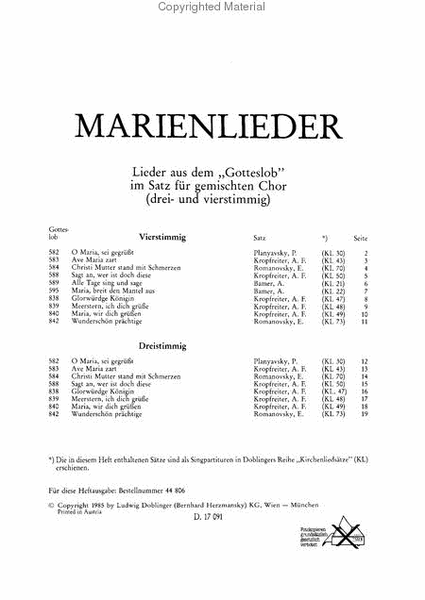 Marienlieder - Kirchenliedsatze