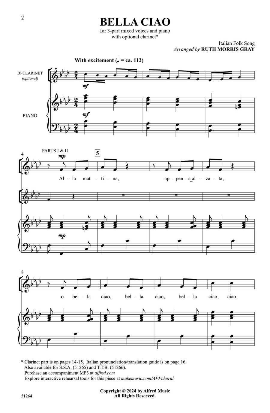 Bella Ciao Bella Ciao Choir scores gallery preview page 1