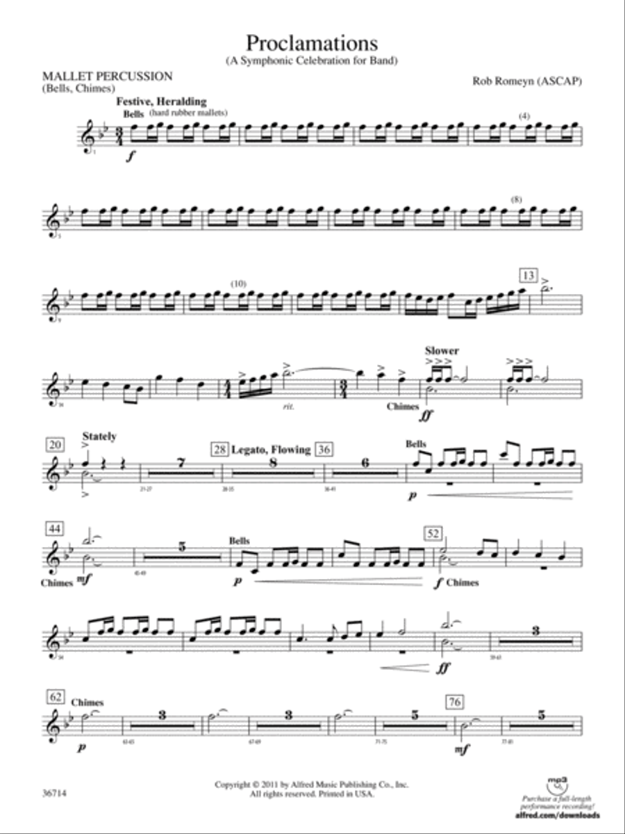Proclamations: Mallets Proclamations: Mallets Concert Band scores gallery preview page 1