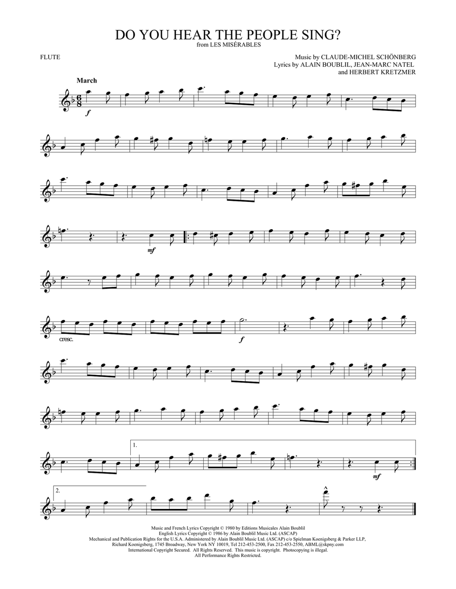Do You Hear The People Sing? Flute Solo scores gallery preview page 1