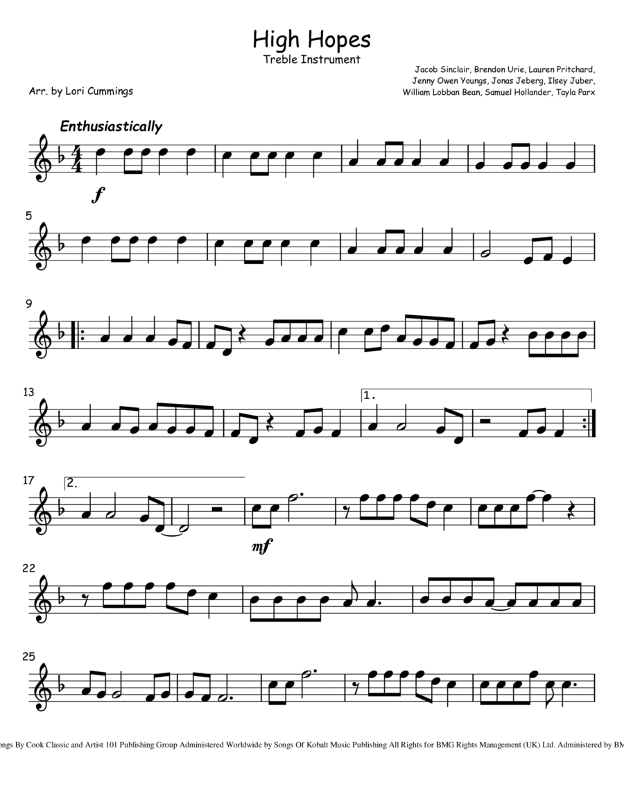 High Hopes Violin Solo scores gallery preview page 1