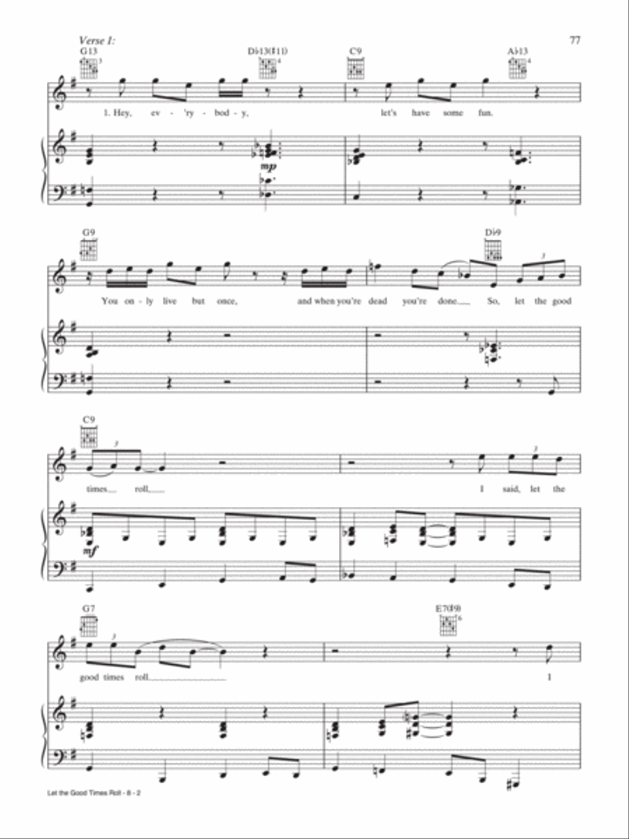 Let the Good Times Roll Piano, Vocal, Guitar scores gallery preview page 2