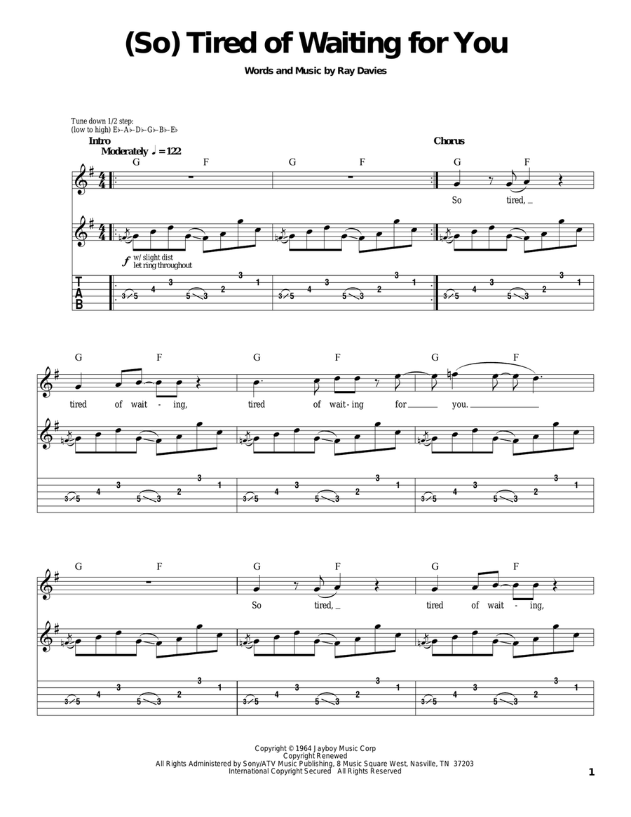 (So) Tired Of Waiting For You Acoustic Guitar scores gallery preview page 1