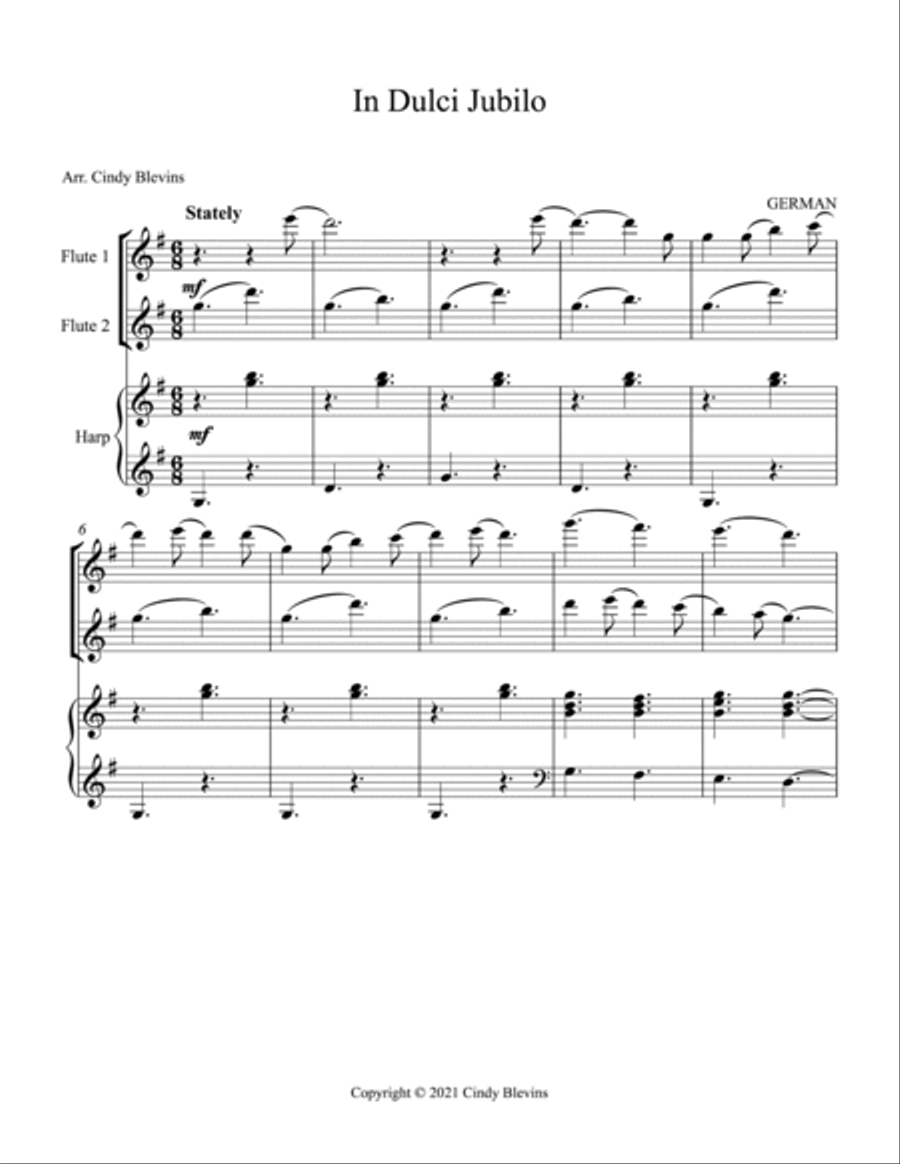 In Dulci Jubilo, Two Flutes and Harp Flute Duet scores gallery preview page 2