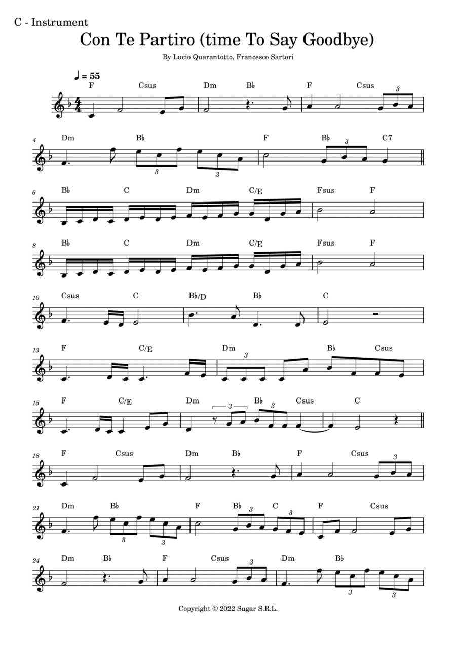 Con Te Partiro (time To Say Goodbye) Oboe Solo scores gallery preview page 1