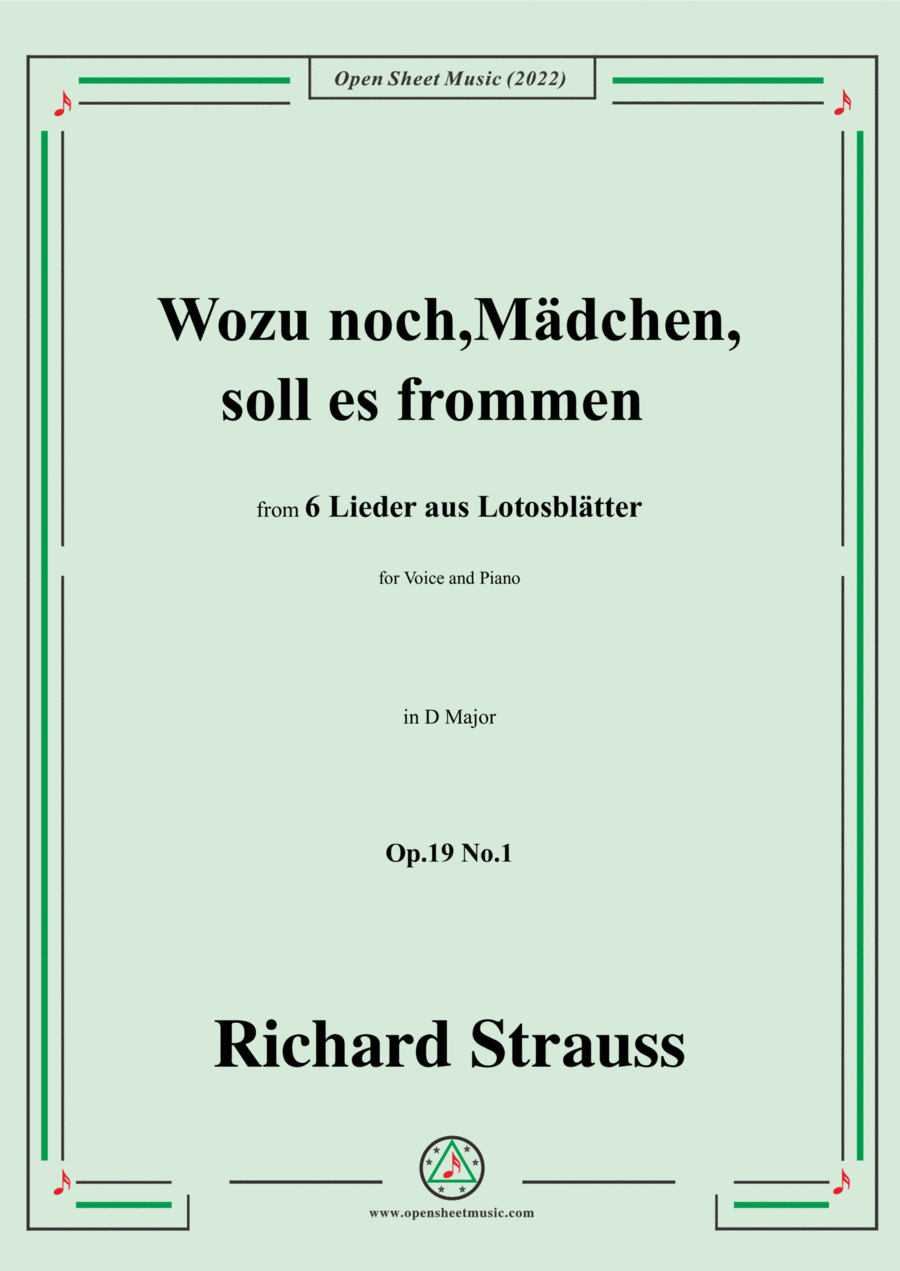 Richard Strauss-Wozu noch,Mädchen,soll es frommen,in D Major Voice scores gallery preview page 1