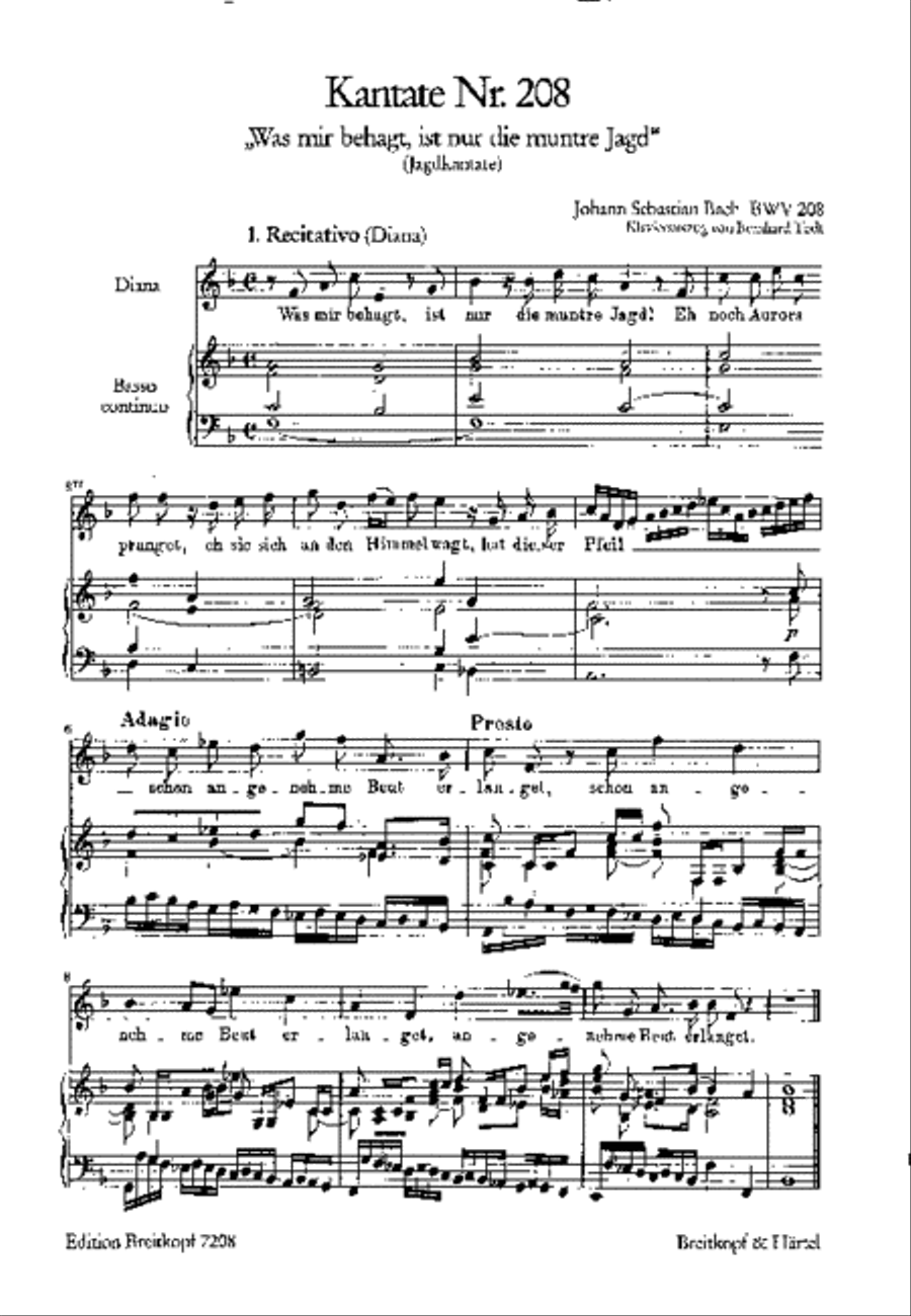 Cantata BWV 208 “Was mir behagt, ist nur die muntre Jagd” Choir scores gallery preview page 2